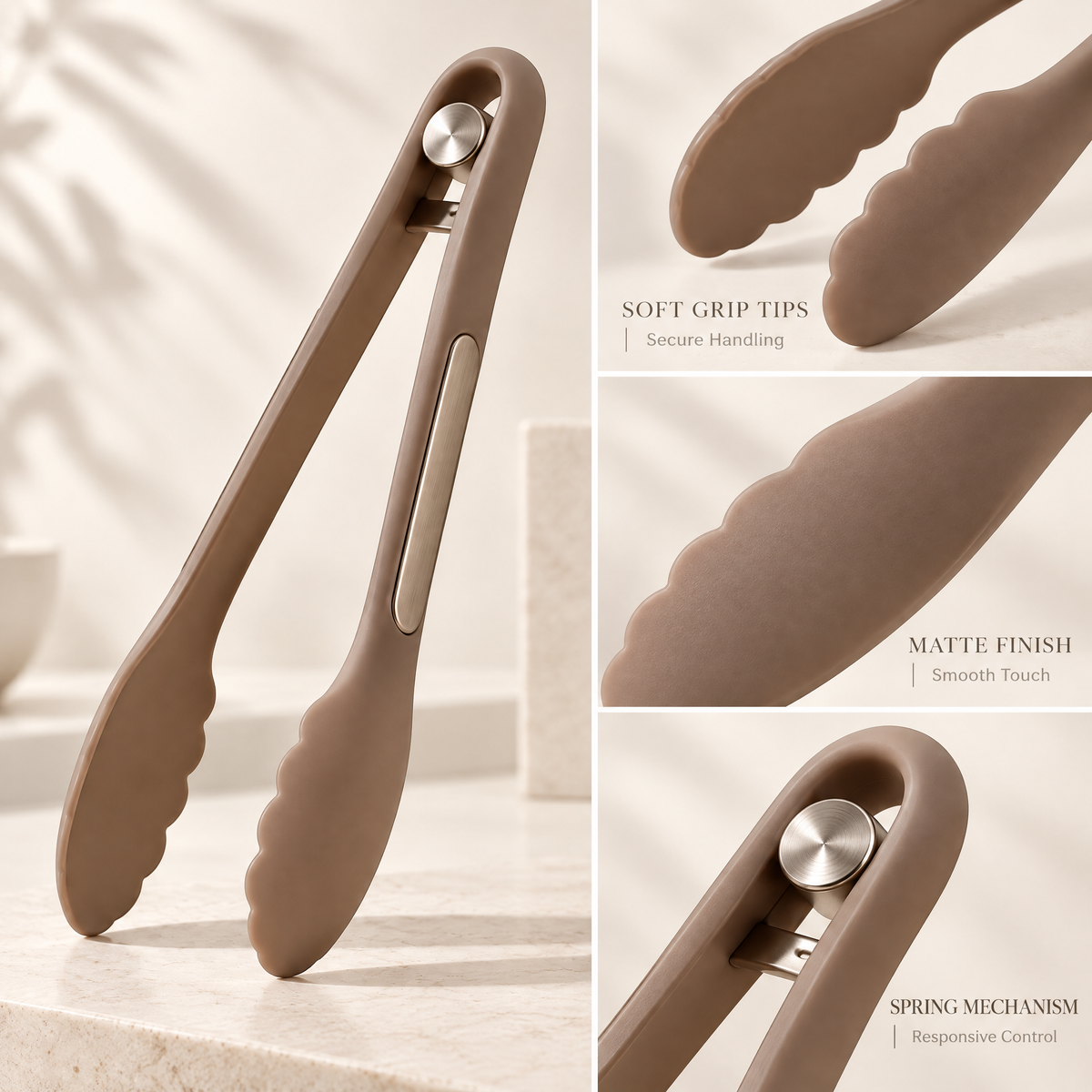 Caldravo™ Taupe Kitchen Tongs