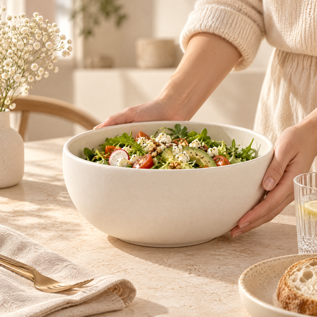Caldravo™ Cream Ceramic Serving Bowl