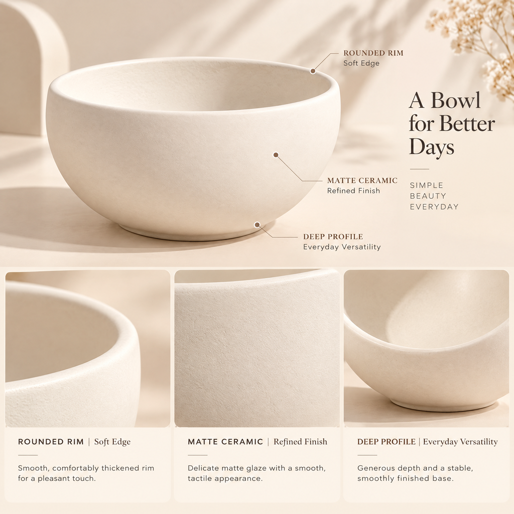 Caldravo™ Cream Ceramic Serving Bowl