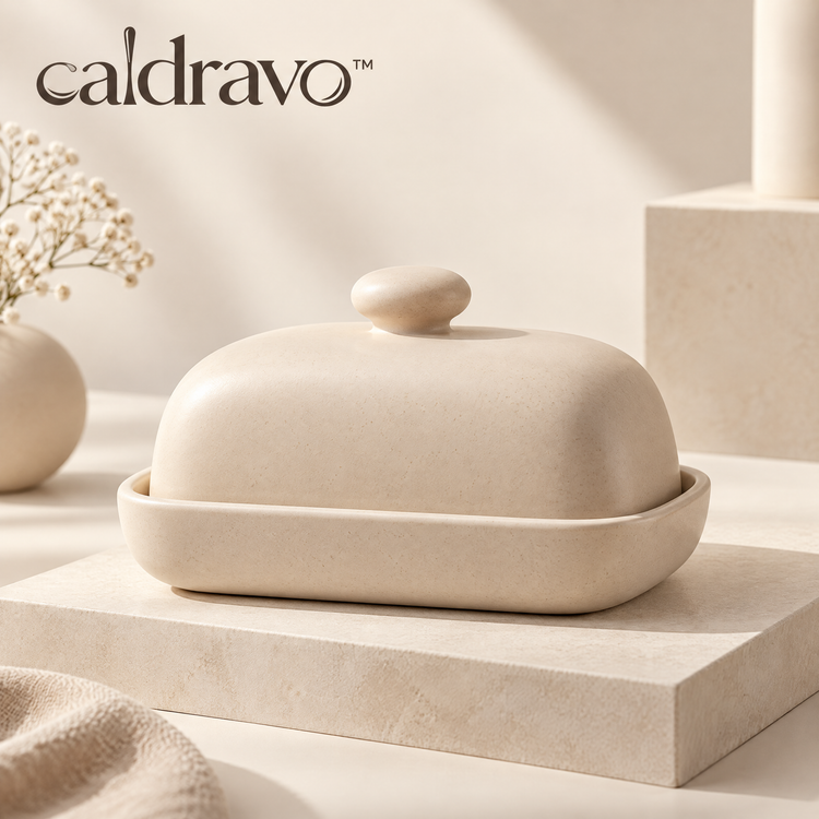 Caldravo™ Beige Covered Butter Dish