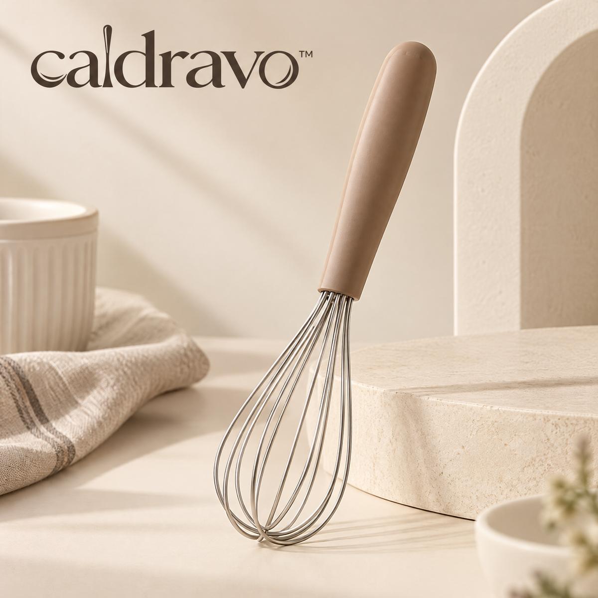 Caldravo™ Taupe Handle Balloon Whisk