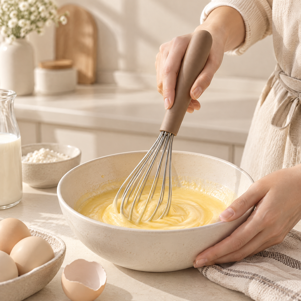 Caldravo™ Taupe Handle Balloon Whisk