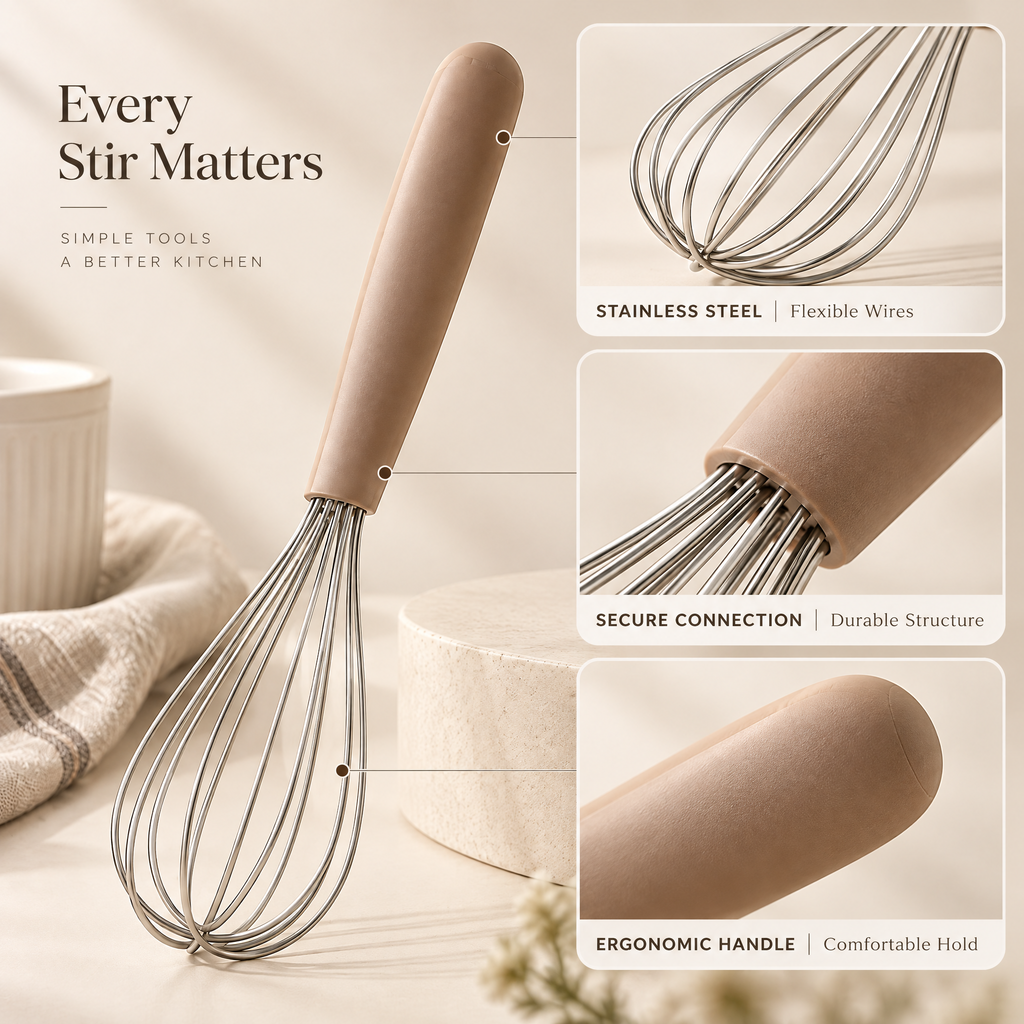 Caldravo™ Taupe Handle Balloon Whisk